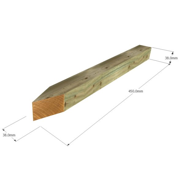 Min 38 x 38 x 450mm Treated Pointed Peg - Image 2