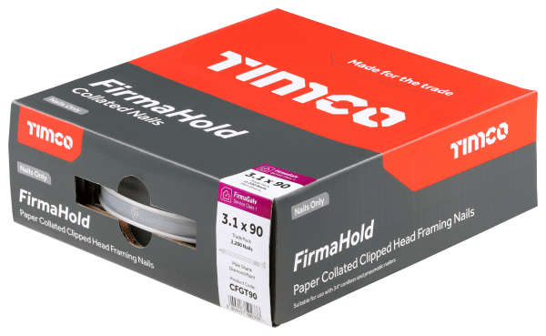 3.1 x 75 FirmaHold Collated Clipped Head Nails Ring Shank - Galv (Box of 2200)